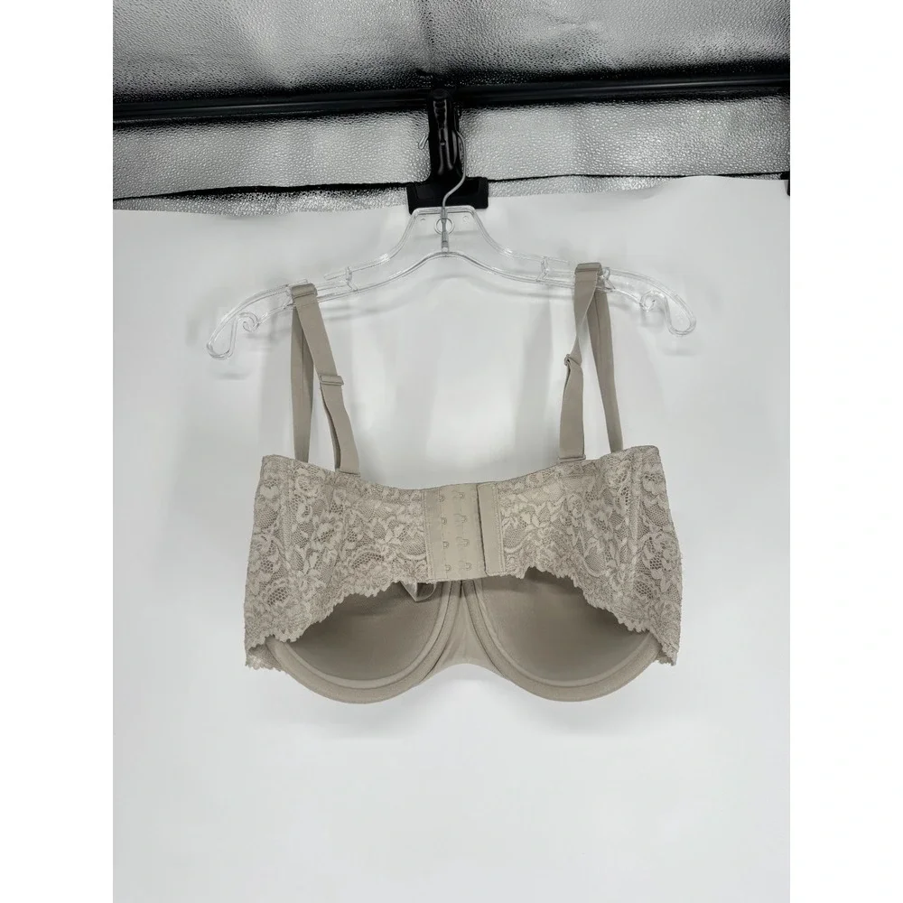 SKIMS Fits Everybody Lace Lightly Lined Balconette Bra Womens 36DDD Stone Grey